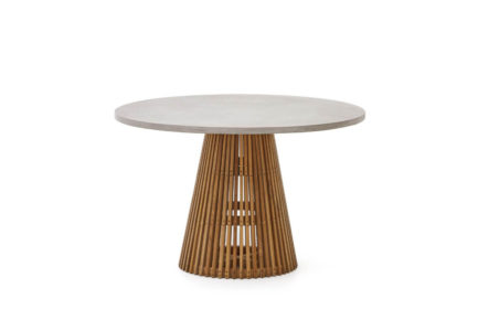 Záhradný jedálenský stôl faluca Ø 120 cm sivý/prírodný