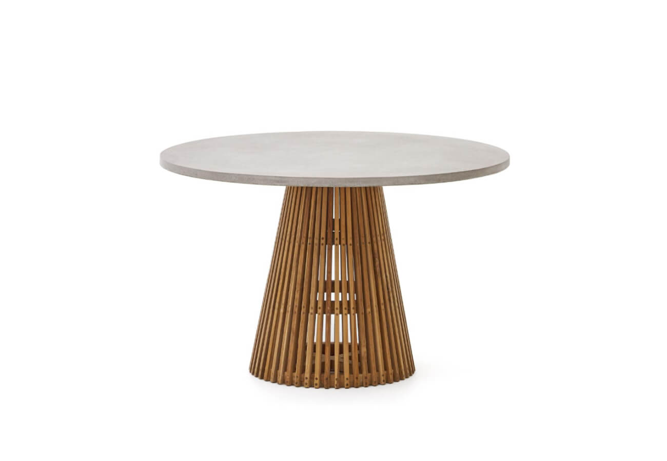 Záhradný jedálenský stôl faluca Ø 120 cm sivý/prírodný