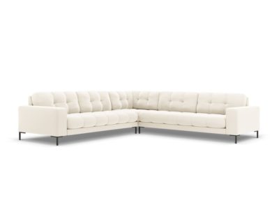 Rohová pohovka Mamaia 256 cm zamat svetlo béžová