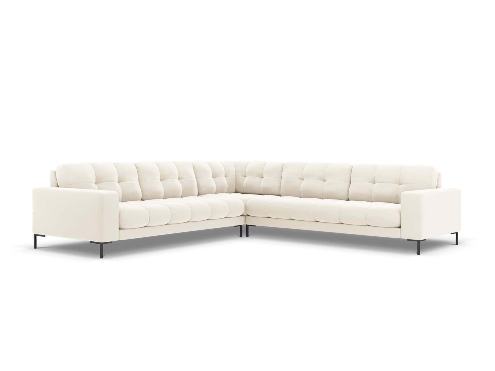 Rohová pohovka Mamaia 256 cm zamat svetlo béžová