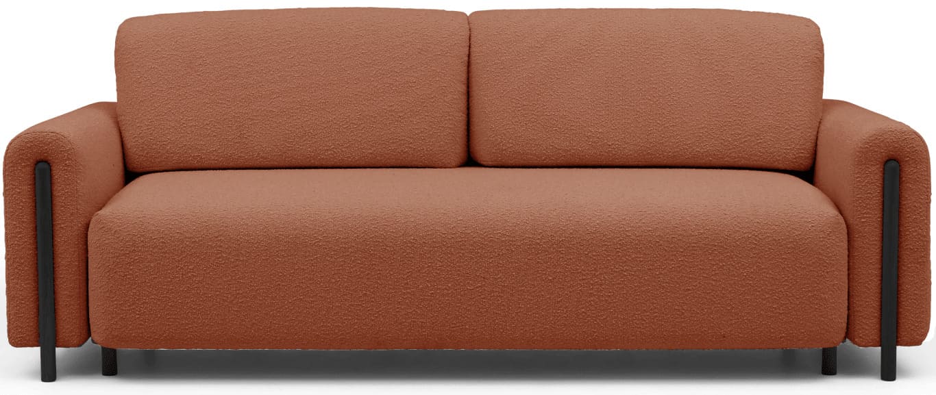 Trojmiestna rozkladacia pohovka cadova 244 cm s úložným priestorom chenille terakota s čiernymi nohami