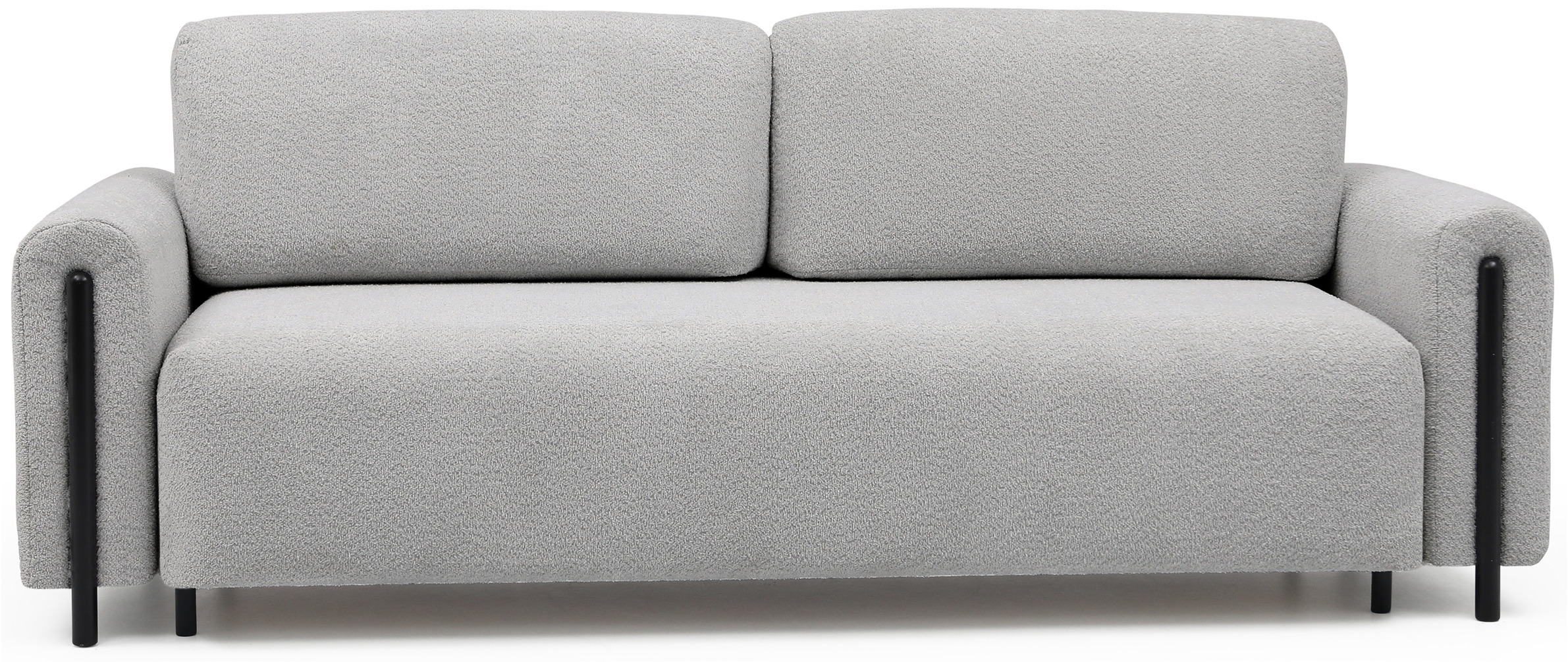 Trojmiestna rozkladacia pohovka cadova 244 cm s úložným priestorom bouclé sivá s čiernymi nohami