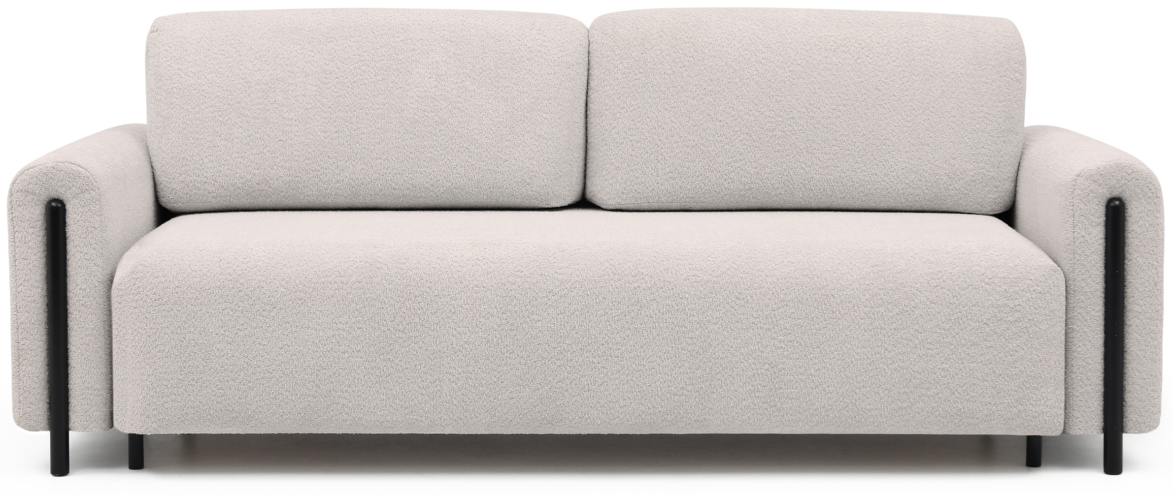 Trojmiestna rozkladacia pohovka cadova 244 cm s úložným priestorom bouclé béžová s čiernymi nohami