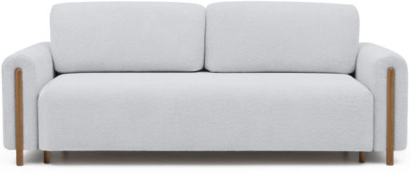 Trojmiestna rozkladacia pohovka cadova 244 cm s úložným priestorom bouclé svetlosivá s prírodnými nohami