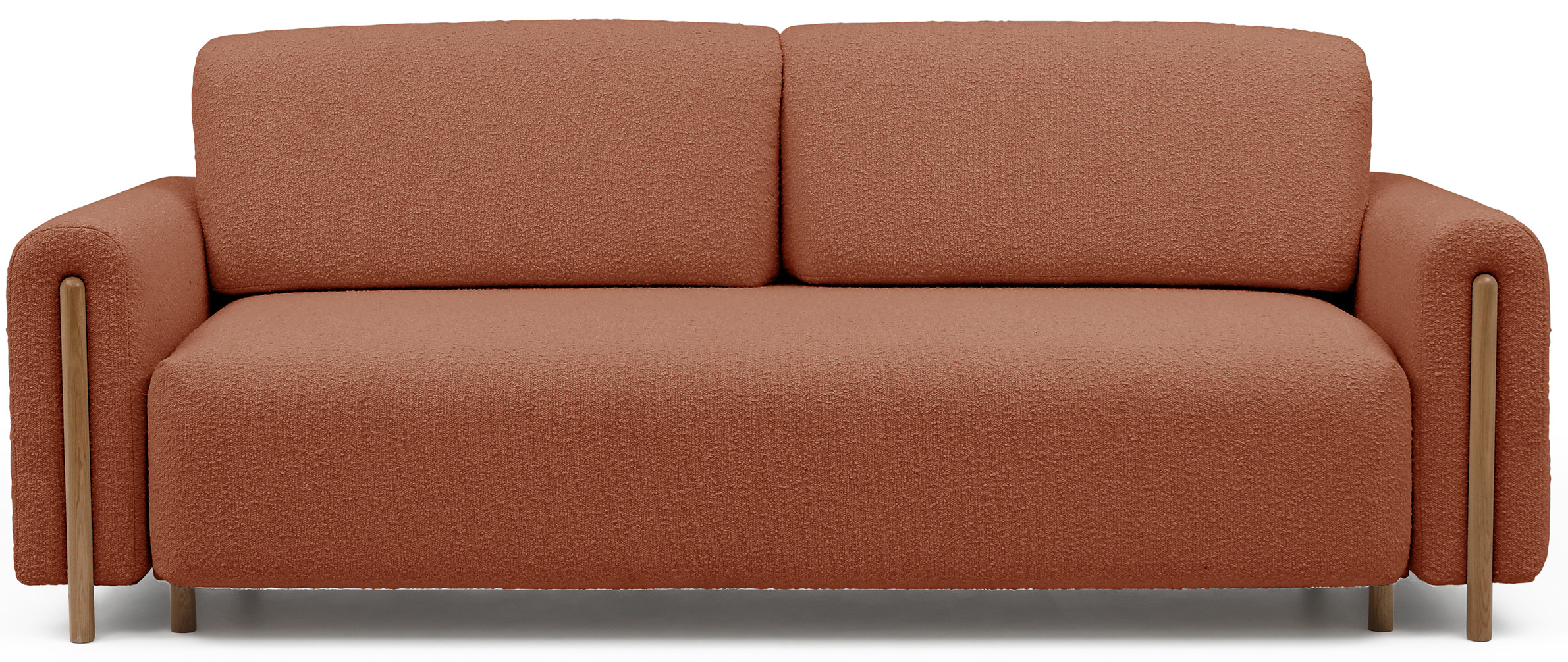 Trojmiestna rozkladacia pohovka cadova 244 cm s úložným priestorom chenille terakota s prírodnými nohami