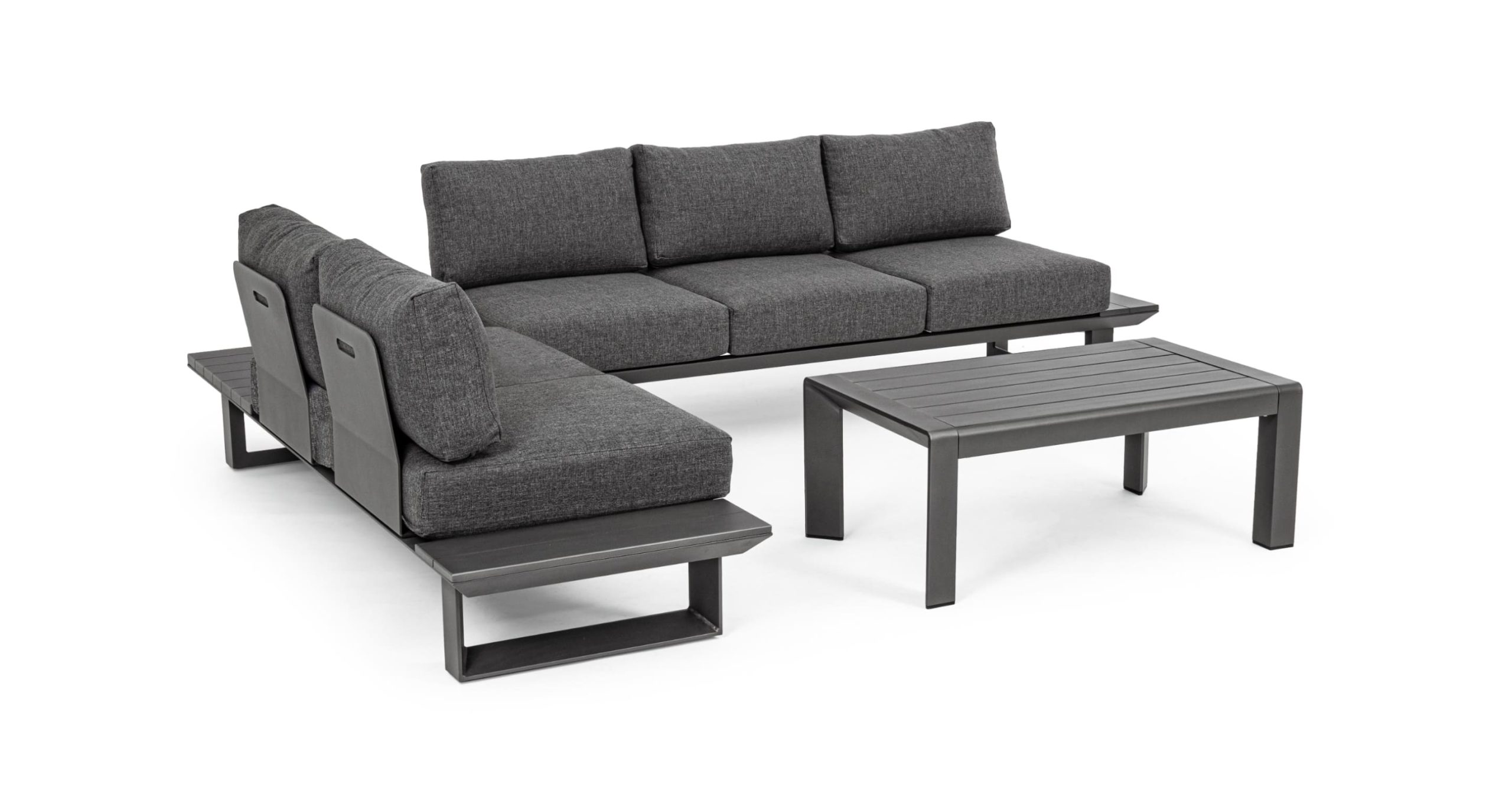 Záhradný set s rohovou pohovkou ronoko čierny