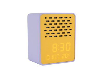Budík s reproduktorom PAGI fialovo-žltý