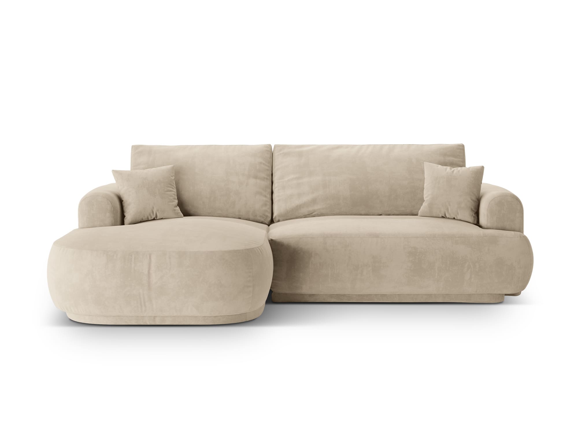 Rohová  rozkladacia pohovka s úložným priestorom Ellio 271 cm ľavá zamat béžová