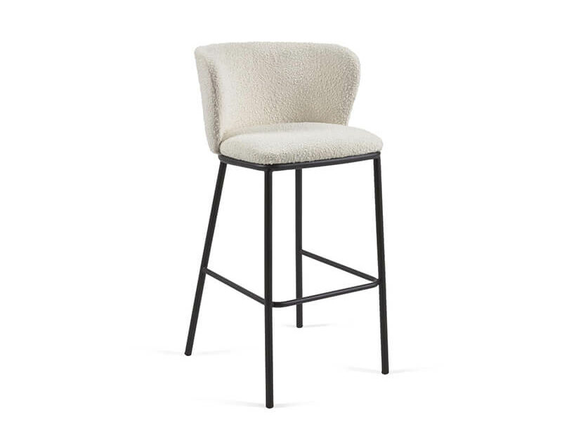 Barová stolička arun 75 cm bouclé biela